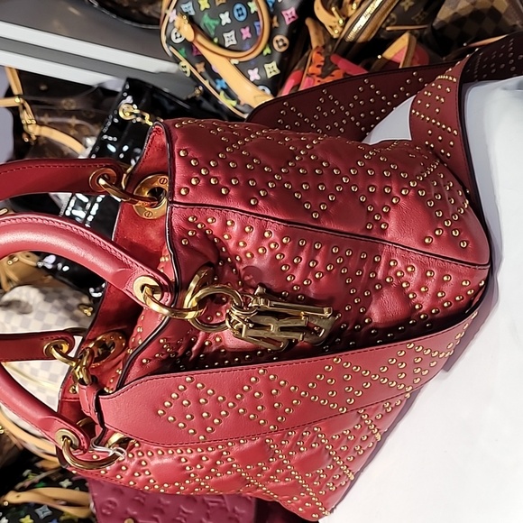 CHRISTIAN DIOR Lady Medium Studs Handbag Shoulder Bag Leather - Picture 2 of 16